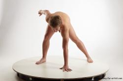 Nude Man White Standing poses - ALL Average Short Blond Standing poses - bend over Realistic